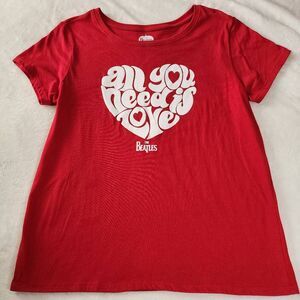 Hybrid Apparel The Beatles All You Need Is Love Red Tshirt With Graphics Size Me